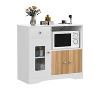 PIPIPOXER Credenza da cucina con presa, credenza bianca con 1 cassetto e 2 ante dell'armadio, credenze e credenze per ingresso, soggiorno, camera da letto, 83 x 40 x 80 cm