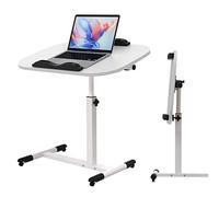 PIPIPOXER Scrivania per Computer Portatile 60x40cm, Altezza Regolabile 61-95cm, Tavolo Mobile con Ruote e 2 Stop, Girevole a 360°, Tavolino da Salotto Bianco