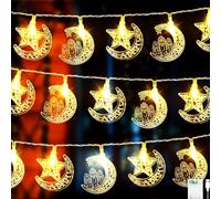Pipiruew Decorazioni da Diwali Luci Ramadan String, 4M 20LED Ramadan Eid Luci a Stringa di Mubarak Decorazioni Luminosa Decorazioni Star Moon Ramadan Lamp