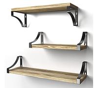 Pipishell Mensole da Muro, Set di 3 Mensola da Parete in legno, Profondità Mensola da Muro, lunghezza 42/36/29 cm per camera da letto, soggiorno, cucina, ufficio a casa, lavanderia, ecc. (Marrone)