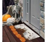 Pipistrelli Della Città Antica Zerbino Ingresso Interno 45 X 75 Cm, Zucca Halloween Zerbino Entrata Ingresso Con Fondo Antiscivolo Tpr, Tappeto Ingresso Per Casa O Ufficio, Marrone Chiaro