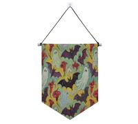 Pipistrelli di Halloween Red Calla Lily Pittura a olio Decorazioni di Halloween banner appeso con asta telescopica pin display banner banner festa banner e decorazioni per Festival & giorno speciale
