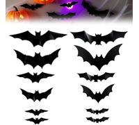 Pipistrelli luminosi 3D di Halloween, decorazione da parete a forma di pipistrello, decorazioni LED viola, adatte per feste di Halloween, decorazione per finestre della camera da letto, decalcomanie