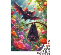 Pipistrello a forma di fiore puzzle, 1000 pezzi, gioco da interno per | 70 x 50 cm, in cartone, per esercizi mentali, finitura superficiale liscia, amanti dell'arte, riduzione dello stress