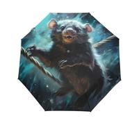 Pipistrello Bambino Divertente E Artistico Ombrello Pieghevole Automatico Ombrelli Antivento Protezione UV da Viaggio per Bambini Ragazzi Ragazze