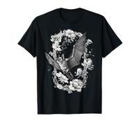 Pipistrello Gotico Floreale Mistero di Halloween Maglietta