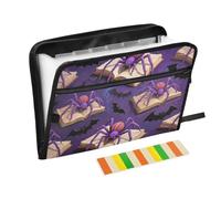 Pipistrello ragno viola per Halloween File Organizer 13 tasche formato A4 Lettera con chiusura a cerniera per organizer da ufficio con tasca para guardar documentos