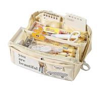 pipisweet 10 strati di grande capacità astuccio trasparente scomparto matita sacchetto carino kawaii studente cancelleria organizzatore materiale scolastico, Beige, Taglia unica