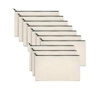 pipisweet 10pcs vuoto beige fai da te mestiere borsa di tela astuccio trucco borse cerniera matita sacchetto cosmetico scuola artigianato cancelleria forniture, 10 panni beige, Taglia unica