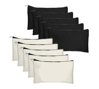 pipisweet 10pcs vuoto beige fai da te mestiere borsa di tela astuccio trucco borse cerniera matita sacchetto cosmetico scuola artigianato cancelleria forniture, 5 Nero 5 Beige, Taglia unica