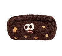 pipisweet 2 pezzi carino biscotto grande astuccio matita kawaii ricamo espressione astuccio per studenti scuola cancelleria storge borse, Caff, Taglia unica