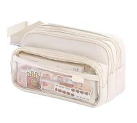 pipisweet 2 pezzi squisito astuccio trasparente studente grande multifunzionale conveniente cancelleria Storage Bag, Beige, Taglia unica
