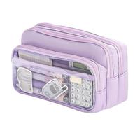 pipisweet 2 pezzi squisito astuccio trasparente studente grande multifunzionale conveniente cancelleria Storage Bag, Viola, Taglia unica