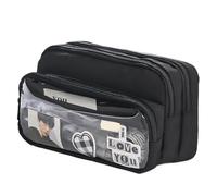 pipisweet 2 pezzi squisito astuccio trasparente studente grande multifunzionale conveniente cancelleria Storage Bag, Nero , Taglia unica