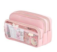 pipisweet 2 pezzi squisito astuccio trasparente studente grande multifunzionale conveniente cancelleria Storage Bag, rosa, Taglia unica
