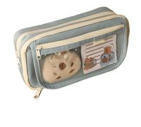 pipisweet 2 pz Grande Astuccio Portamatite Capybara Cartone Animato Cancelleria Borsa con Spille Adesivi Clip Portachiavi Bambini Portapenne Caso (con Bambola), E, Taglia unica