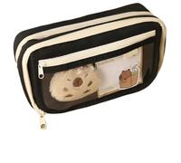 pipisweet 2 pz Grande Astuccio Portamatite Capybara Cartone Animato Cancelleria Borsa con Spille Adesivi Clip Portachiavi Bambini Portapenne Caso (con Bambola), C, Taglia unica