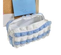 pipisweet 2 pz Kawaii Puffs Astuccio Astuccio Cosmetico Ragazza Penna Sacchetto Scatola Carino Coreano Cancelleria per Ufficio Rientro a Scuola Forniture Studenti, Blu e bianco., Taglia unica