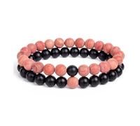 pipisweet 2 pz/set braccialetto coppie distanza nero bianco pietra naturale lava occhio di tigre perline yoga per gli uomini donne corda elastica gioielli regalo, Misura unica, 17 cm - 8 mm - 41