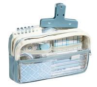 pipisweet 2 Pz Studente Trasparente Matita Sacchetto Forniture Scuola Sacchetto di Immagazzinaggio Multifunzionale FAI DA TE Carino Cancelleria Bag Kid Penna, Blu, Taglia unica