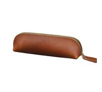 pipisweet 2 Pz Vintage Astuccio In Pelle Semplice Cancelleria Hoder Pen Case Sacchetto di Immagazzinaggio Della Chiusura Lampo Matita Sacchetto Occhiali Scatola Forniture, Marrone scuro, Taglia unica