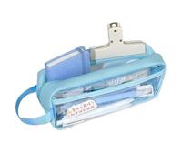 pipisweet Astuccio trasparente con scomparto per matite di grande capacità, porta cancelleria Kawaii estetico astuccio per matite forniture scolastiche, Blu, Taglia unica