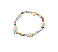 pipisweet Grazioso braccialetto con perline a forma di margherita, da donna, alla moda, bohémien, colorato, con charm elasticizzato, regalo per feste, Misura unica, Agata