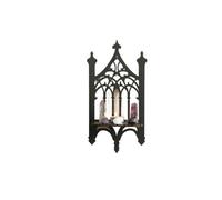 pipisweet Mensola in legno gotico nero decorazione da parete Hollow Vintage forma recinzione decorazione da appendere alla parete mensole galleggianti supporto di cristallo decorazione della stanza