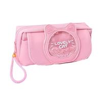 pipisweet Quicksand - Astuccio per matite a tre strati, motivo gatto, astuccio per matite e penne a tre strati, astuccio per cancelleria Kawaii con animali dei cartoni animati, rosa, Taglia unica