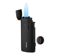 PIPITA Accendino a torcia antivento, fiamma a triplo getto, accendino a gas butano ricaricabile con perforatore, design che cambia colore della finestra del gas visivo(Venduto Senza Gas)