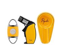 PIPITA Antivento Torcia Accendino con Portacenere & Forbici Set Regalo,Singolo Getto Blu Fiamma Metallo Accendino Regolabile Ricaricabile Gas Butano Accendino(Senza Gas)