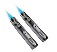 PIPITA Torcia Antivento Accendino, 2 Getto Blu Fiamma cucina Accendino, regolabile ricaricabile butano gas Accendino, per cucinare barbecue Campeggio