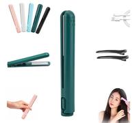 Pipiup Curling Iron, Minilocke 2 in 1 Curling Wand and Flat Iron, Portable USB Mini Ceramic CurlingIron, for Short Hair and Long Hair, for Home or Travel (Green)