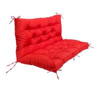 PIPOEI Cuscini per Altalena 2 posti Impermeabile con Schienale Separati, Cuscino per Panchina da Giardino con Lacci per Cortile, Mobili da Giardino Red