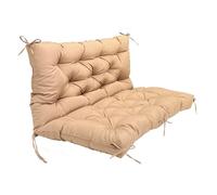PIPOEI Cuscini per Altalena 2 posti Impermeabile con Schienale Separati, Cuscino per Panchina da Giardino con Lacci per Cortile, Mobili da Giardino Khaki