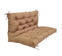 PIPOEI Cuscini per Altalena 2 posti Impermeabile con Schienale Separati, Cuscino per Panchina da Giardino con Lacci per Cortile, Mobili da Giardino Light Brown