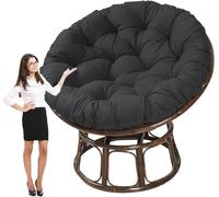 PIPOEI Cuscino del Sedile Rotondo Imbottito, Cuscino Altalena in Rattan Sedia per Uova Amache Tappetino Sedia, Cuscini per Sedia Spessi Comodo Cuscino per Interni ed Esterni Black,130cm