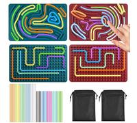 Pipoobear 2 pezzi Sensorik Activity Board con 40 corde e 2 tasche da viaggio, tavola da attività double face, per bambini a partire dai 3 anni e adulti con autismo, stress, ADHD