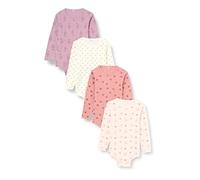 PIPPI Body LS AO-Printed (4-Pack), Biancheria Intima Unisex - Bimbi 0-24, Dusty Rose, 56