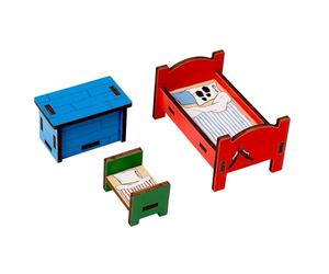 Pippi Casa delle Bambole Camera da Letto Mobili - Ufficiale Pippi Calze Lunghe Set di Accessori con Letti & Scrigno del Tesoro - Adatto per Villa Kunterbunt Design svedese dai 3 anni in su