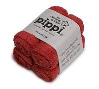 Pippi Confezione da 4 panni per il lavaggio del bambino, in spugna (rosso)