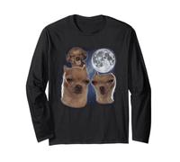 Pippo Ahh Cane Luna 3 Ululando alla Luna Divertente Strano Maledetto Maglia a Manica