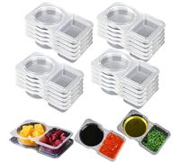 PIQIUQIU 20 scatole per snack riutilizzabili con 2 scomparti (14 x 8,5 x 2,5 cm) - Contenitori trasparenti per Meal Prep, Dips & Spezie - Lavabile in lavastoviglie con coperchio, ermetico