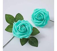 PIQIUQIU 25 Rose Artificiali in gommapiuma, Fiori Artificiali, per Matrimonio, Bouquet da Sposa, Decorazione per la casa 8cm (Tiffany)