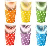 PIQIUQIU 60 bicchieri di carta da 250 ml, multicolore, biodegradabili, usa e getta, per matrimoni, bambini, fai da te, forniture per feste