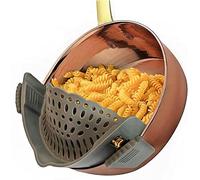 PIQIUQIU Colino a scatto in silicone, con clip su setaccio per pentole, padella, colino per pasta, colino da cucina, 22 x 8 x 6 cm (grigio)