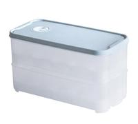 PIQIUQIU Contenitore impilabile per frigorifero e trasporto, 20 uova, 2 strati, 24,5 x 13,2 x 12 cm, in plastica con coperchio lavabile in lavastoviglie (colori casuali)