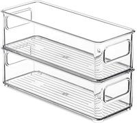 PIQIUQIU Organizer per Frigorifero, Set da 2 Pezzi, con Manico, impilabile, per Frigorifero, 25 x 9.5 x 7,5 cm