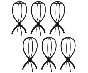 PIQIUQIU Set di supporti per parrucche da 6 pezzi Supporto per parrucca in plastica pieghevole portatile Supporto per parrucca mobile Asciugacapelli Testa per parrucca pieghevole