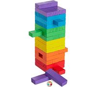 PIQIUQIU Torre oscillante, in legno, multicolore, torre impilabili, gioco da tavolo in legno, gioco da tavolo, classico educativo, gioco da costruzione, gioco di famiglia (48 pezzi di colore casuale)